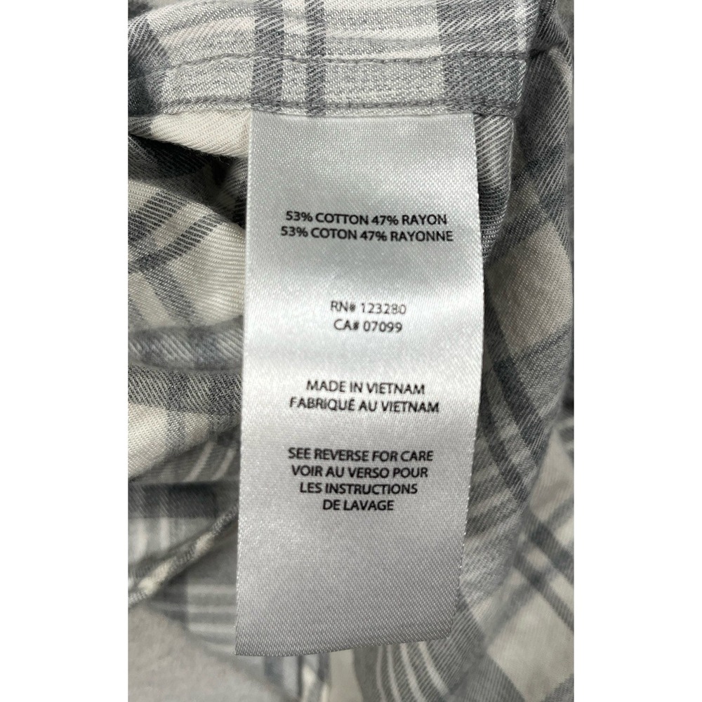 TravisMathew Men XL Plaid Long Sleeve Button Front Shirt Gray White Cotton Blend - Picture 7 of 7